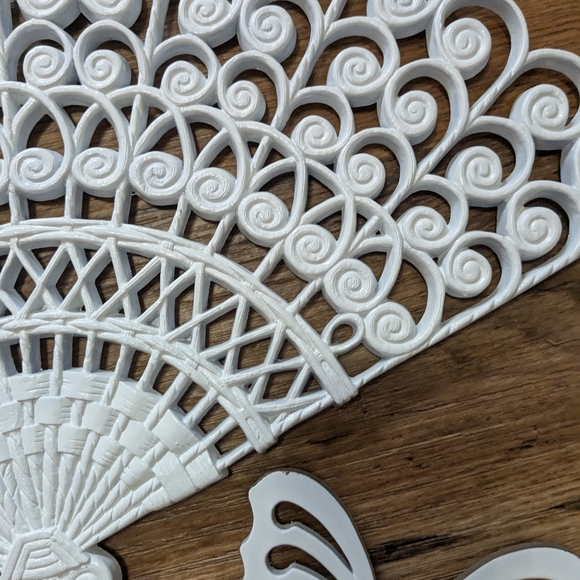 Vtg Burwood Fan Butterflies Hollywood regency Wall Decor Butterfly Plaques - Picture 4 of 8